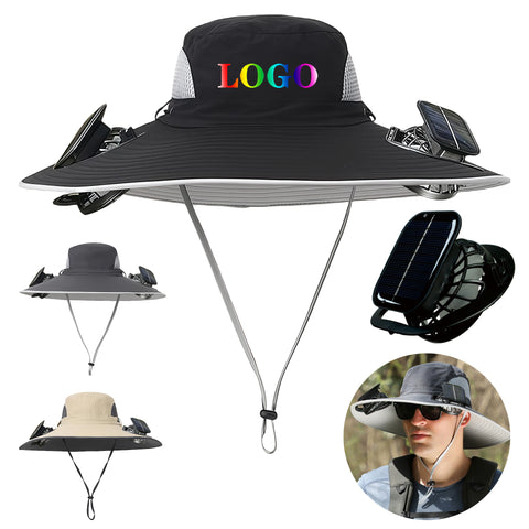 Outdoor Wide Brim Sun Hat with 2 Solar Fan