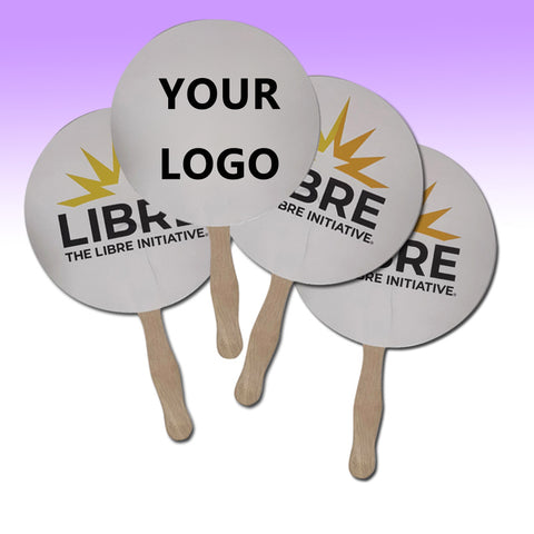 Customized Advertising Wooden Handle Paper Fan