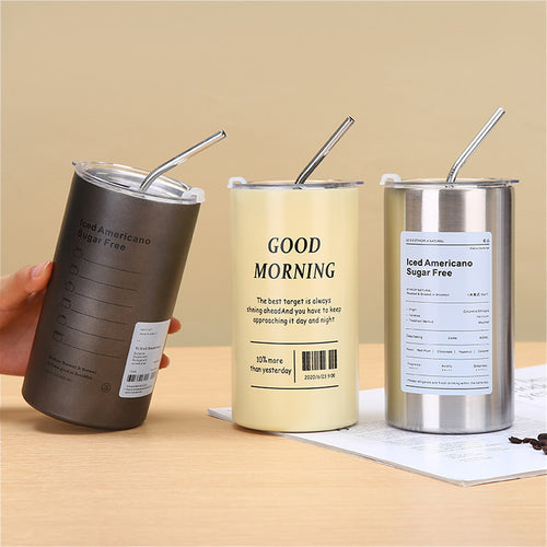 20 Oz Straight Coffee Tumbler With Metal Straw