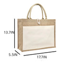 2 Tone Jute Tote Bag with Large Front Pocket