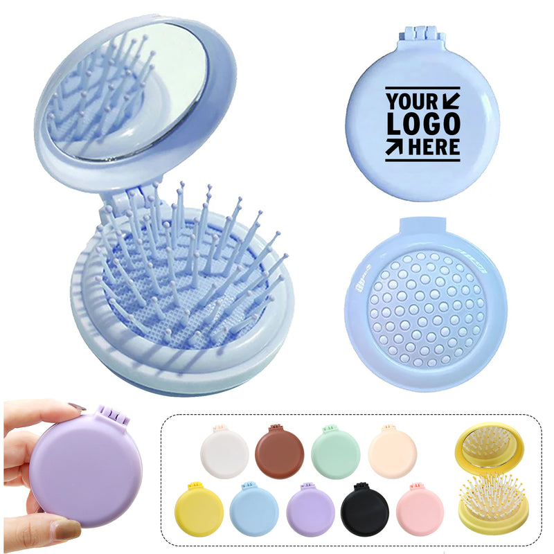 Foldable Hair Brush With Mirror