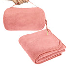 Premium Flannel Soft Travel Blanket Pillow Airplane Blanket