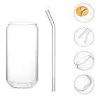 16oz Drinking Glass with Bamboo Lid and Straw