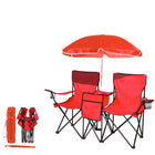 2-Seater Folding Chair with Umbrella & Cooler