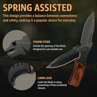 Tactical Folding Knife With Wooden Handle