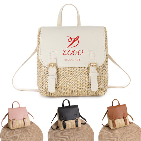 Eco-Friendly Straw Woven Handbag Backpack