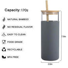 17 Oz. Glass Tumbler w/Silicone Sleeve & Straw