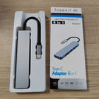 6 In 1 Aluminum Alloy Usb C Hub Hdmi Adapter