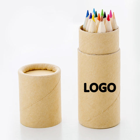 Kraft Paper Tube With 12 Colors Of Small Pencil Drawing Pens