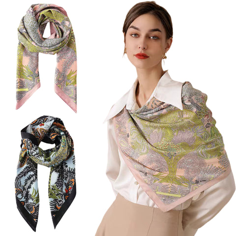 Full Color Custom 35" Silk Feeling Bandanas for Women Girls