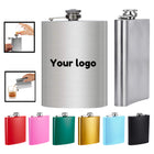 8 Oz Stainless Steel Flask Hip Flask W/ Hinged Cap
