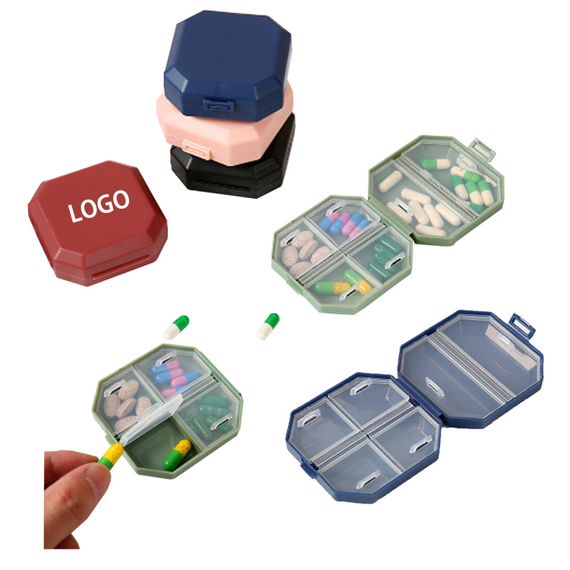 Portable Pill Box with Six Compartments for Separate Storage