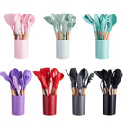 12-Piece Non-Stick Silicone Kitchen Set With Wooden Handles