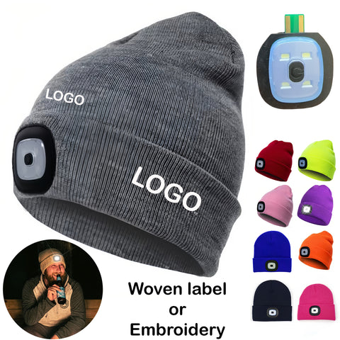 USB Rechargeable Beanie Hat with LED Light