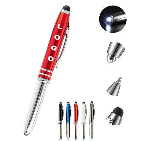 Multi-Functional Touchscreen Metal LED Light Stylus Pen