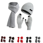 Winter Beanie Scarf Hat Touch Screen Gloves Set
