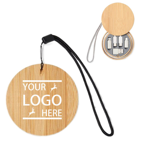 Bamboo Wood Cable Organizer Box