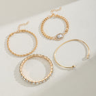 Diamond-encrusted Alloy Bracelet Set