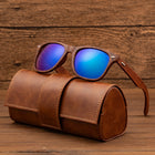Wooden Sunglasses Vintage Leather Handmade Eyeglass Case