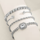 Diamond-encrusted Alloy Bracelet Set