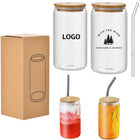 16 OZ Borosilicate Straw Glass with Bamboo Lid