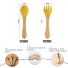 Baby Wooden Handle Silicone Spoon and Fork Set