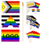 8"X5" Progress Rainbow Handheld Flag with Wooden Pole