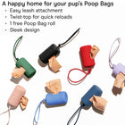 Dog Poop Bag Dispenser Leash Clip Leakproof Twist Top Roll