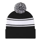 Two Tone Pom Striped Long Beanie Hat
