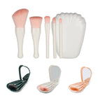 Travel Makeup Brush Set Portable 5 Pcs With Mirror