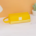 Oxford Fabric Dual Zipper Pencil Case With Handle
