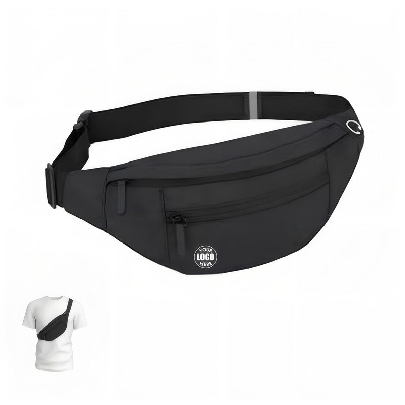 Large Crossbody Fanny Pack With 4 Zipper Pockets For Travel