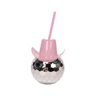 20Oz. Disco Ball Cup W/ Cowboy Hat & Straw