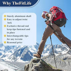 Hiking Foldable Aluminum Alloy Straight Alpenstock 53"L