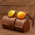 Wooden Sunglasses Vintage Leather Handmade Eyeglass Case
