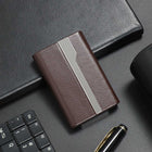 Stainless Steel Business Card Holder with Leather Case