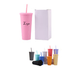 24Oz Double Wall Plastic Straw Tumbler