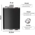 8 Oz Leather Wrap Flask Gift Set With 2 Cups & 1 Funnel