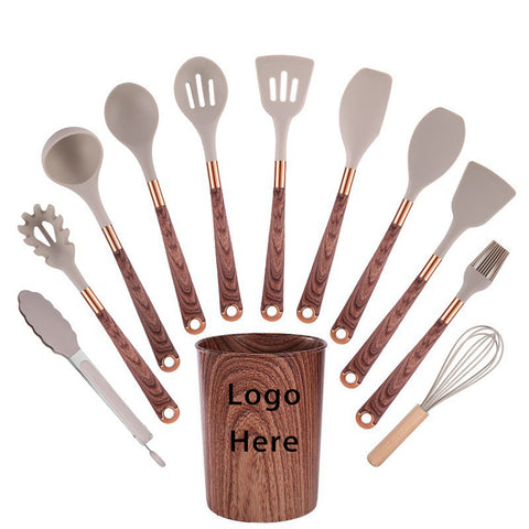 12 Pieces Wood Grain Silicone Cookware