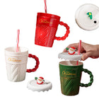 Creative Christmas Covered Straw Ceramic Mug