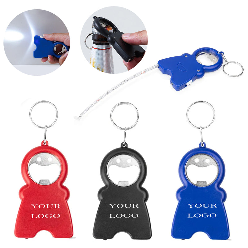 Multi-Functional Tape Measure Keychain With Opener&Led Light