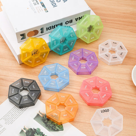 Portable Weekly 7-Compartment Heptagonal Pill Organizer