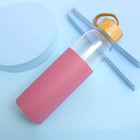 16oz Glass Water Bottles with Bamboo Lid
