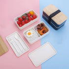 Stackable Double-Layer Lunch Box With Bamboo Lid Lunch Set