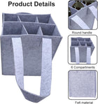 Portable Reusable 6 Bottle Felt Wine Carrier