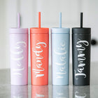 16Oz Skinny Double Wall Acrylic Tumblers With Straws