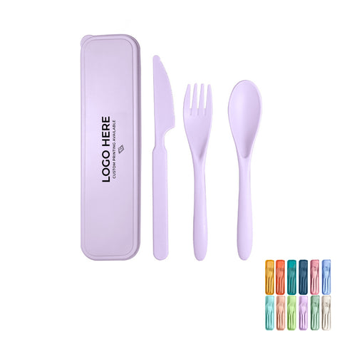 Reusable Wheat Straw Cutlery Set With Portable Case