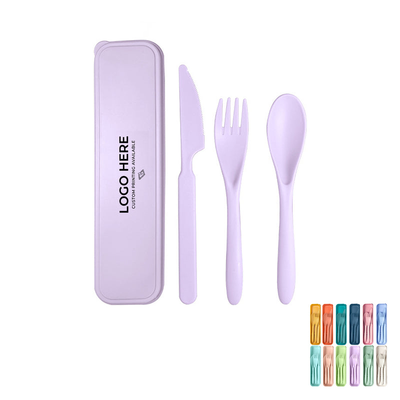 Reusable Wheat Straw Cutlery Set With Portable Case