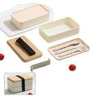 2 Layers Compartment Lunch Bento Box W/ Bamboo Lid & Cutlery
