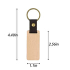 Rectangle Beech Wood Key Ring